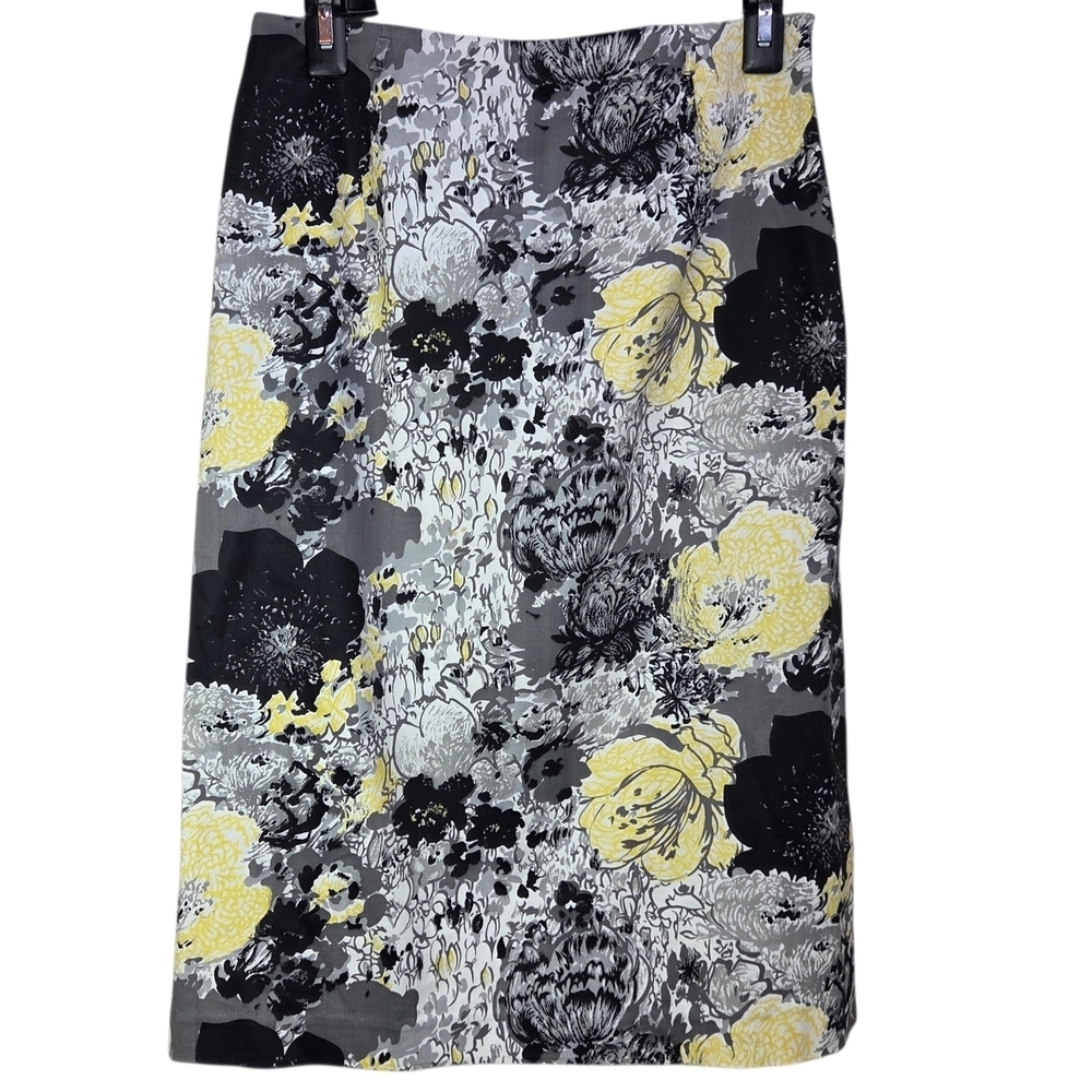Mac & Jac Floral Pencil Skirt - Black, Gray, and Yellow Size 6